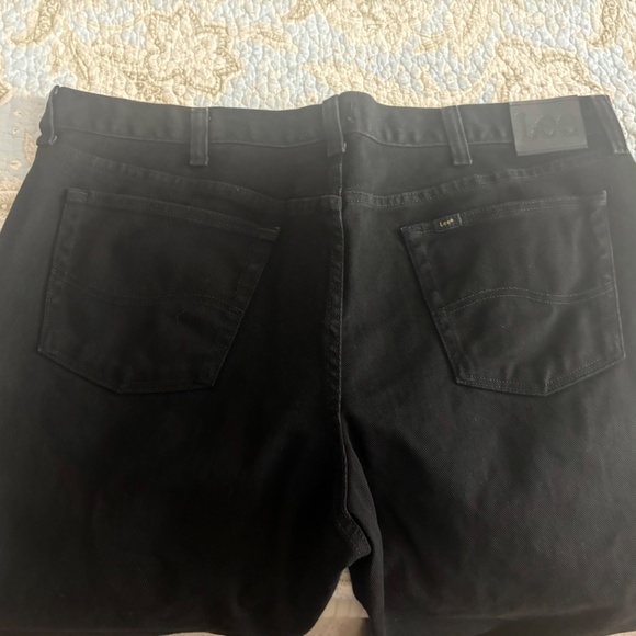 Men's Deep Black 44 X 30 Lee 100% Cotton Regular Fit Straight Leg Denim Jeans - Picture 4 of 5